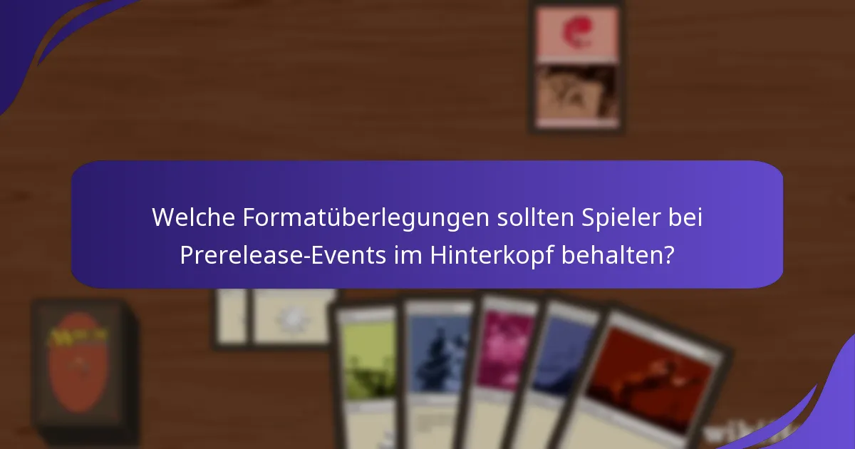 Welche Formatüberlegungen sollten Spieler bei Prerelease-Events im Hinterkopf behalten?